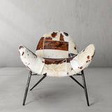 Hand Forged Metal Milk Coffee Fur Lounge Chair