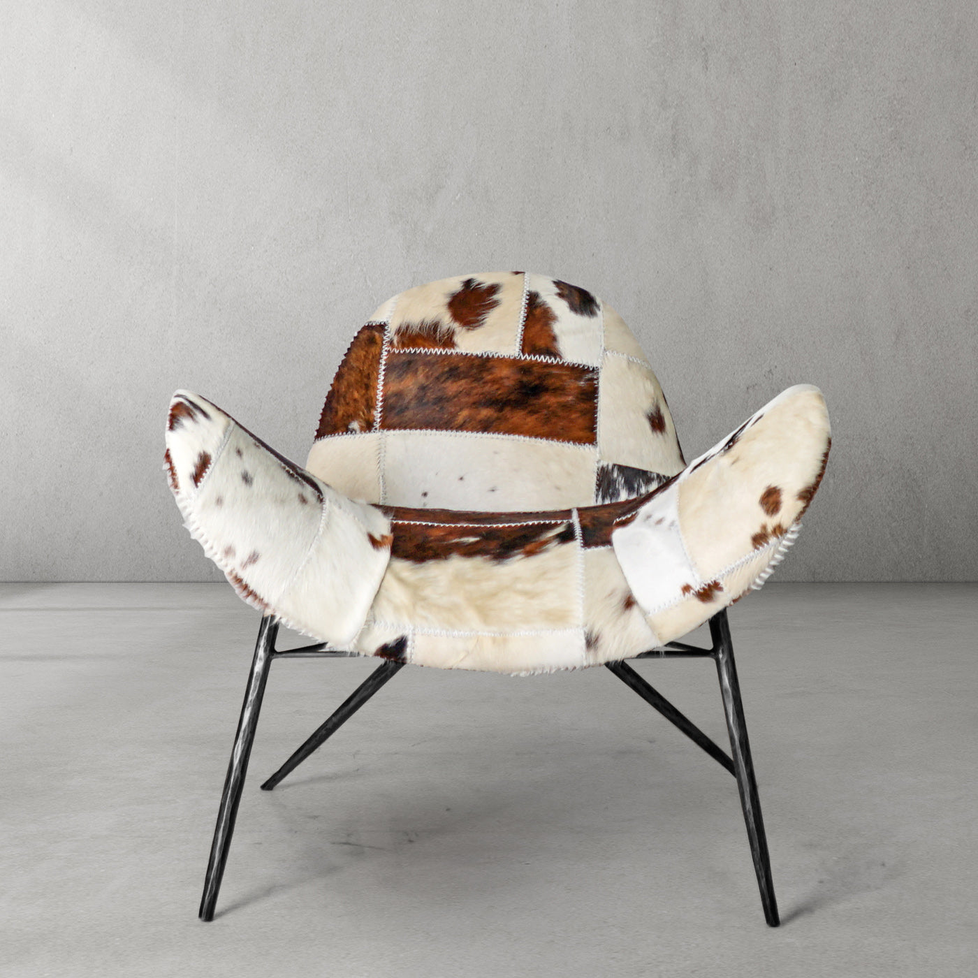 Hand Forged Metal Milk Coffee Fur Lounge Chair