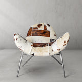 Hand Forged Metal Milk Coffee Fur Lounge Chair