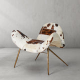 Hand Forged Metal Milk Coffee Fur Lounge Chair