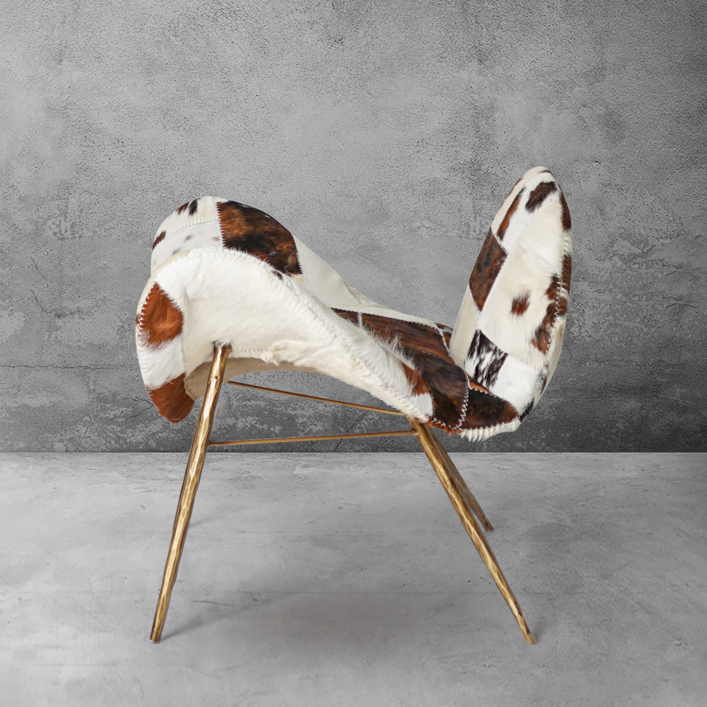 Hand Forged Metal Milk Coffee Fur Lounge Chair