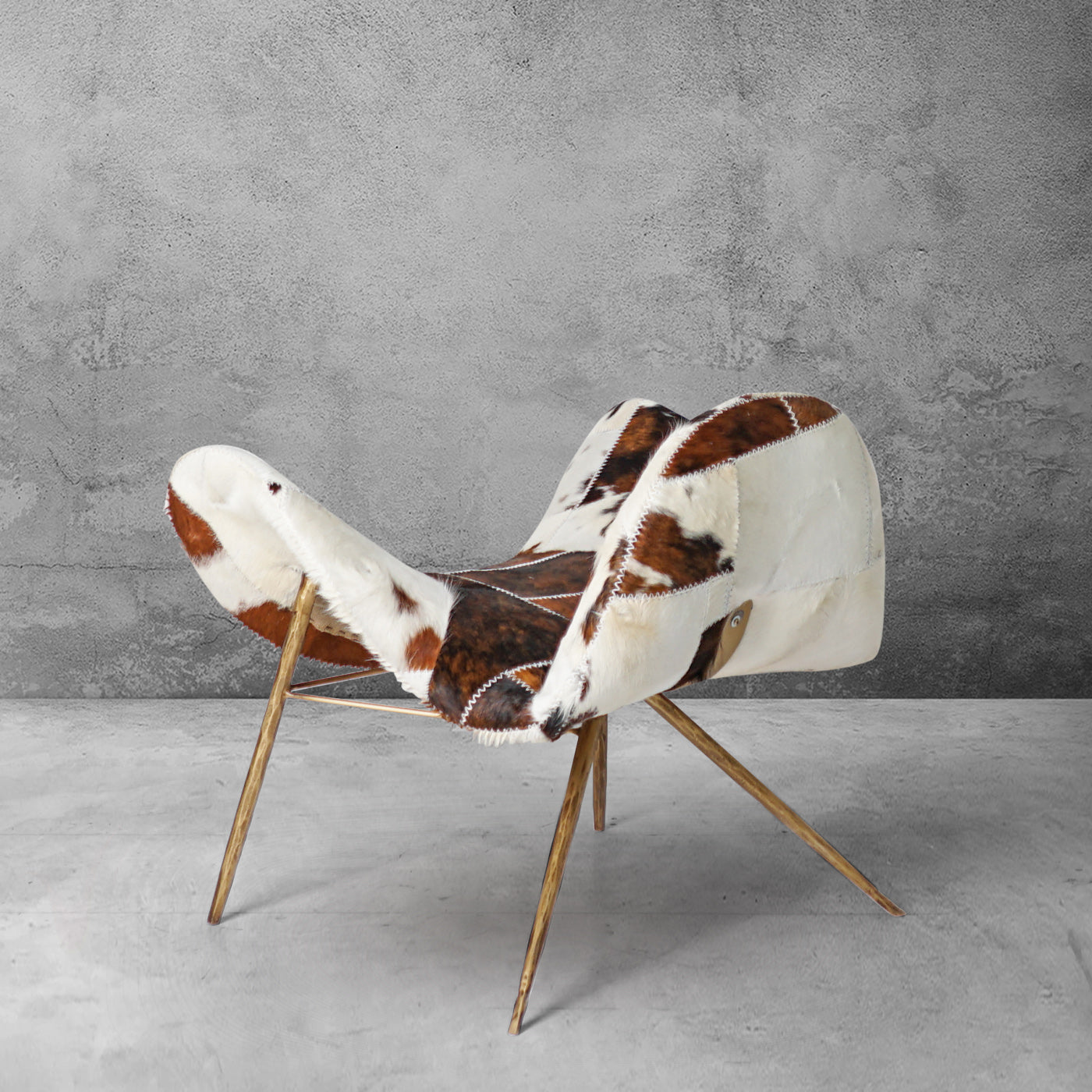 Hand Forged Metal Milk Coffee Fur Lounge Chair