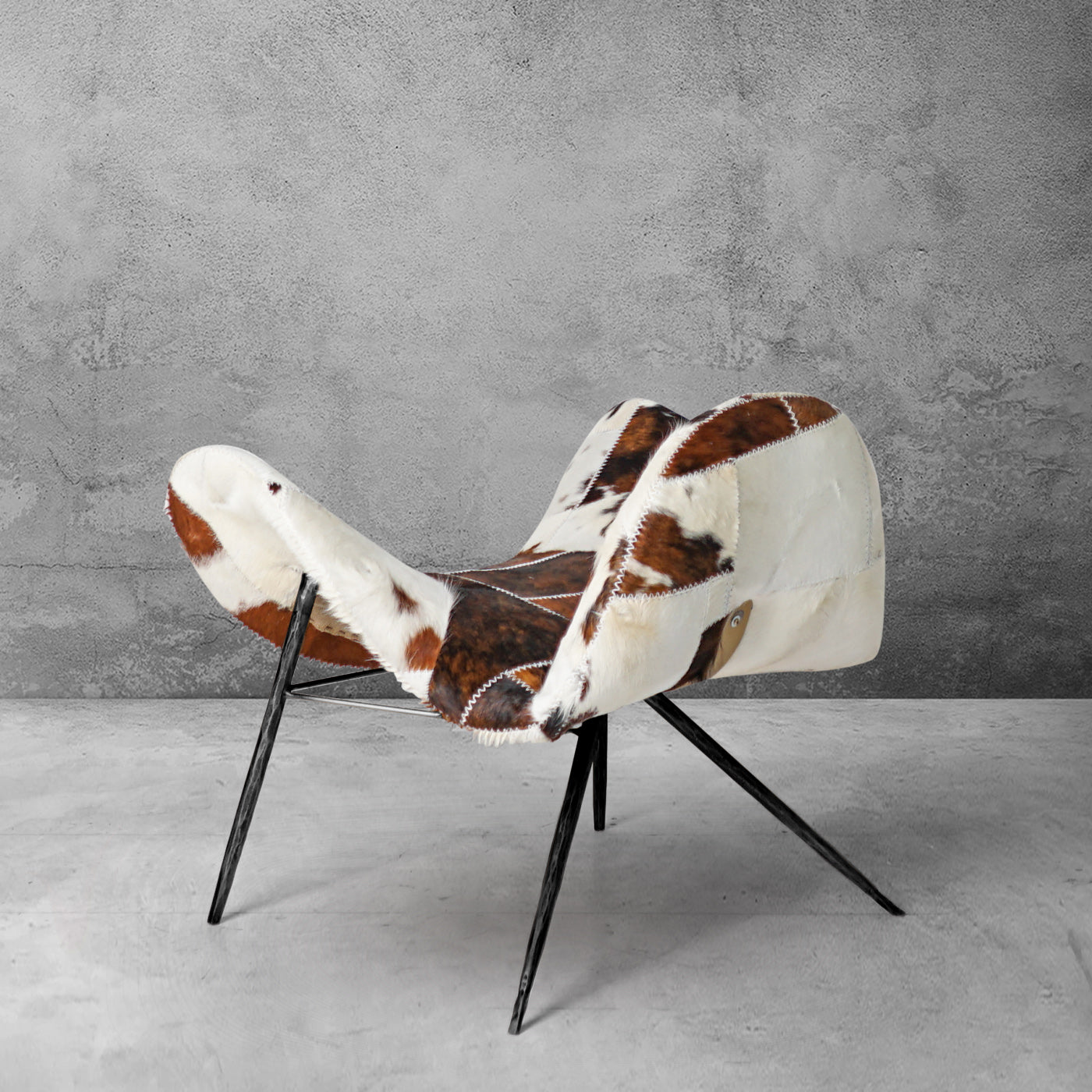 Hand Forged Metal Milk Coffee Fur Lounge Chair
