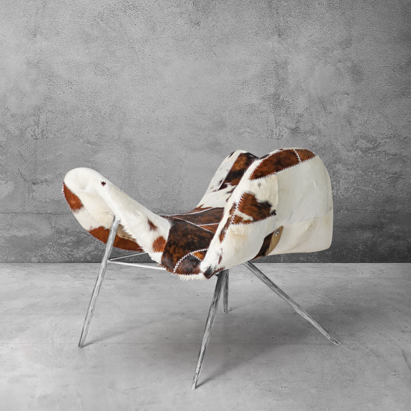 Hand Forged Metal Milk Coffee Fur Lounge Chair