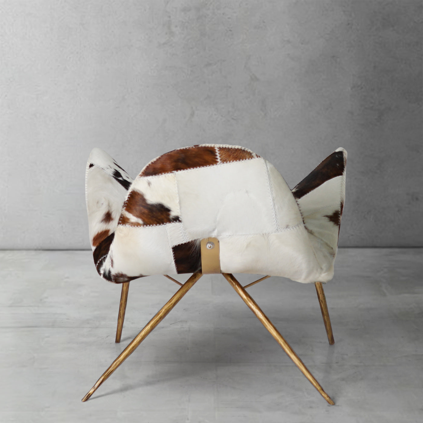 Hand Forged Metal Milk Coffee Fur Lounge Chair