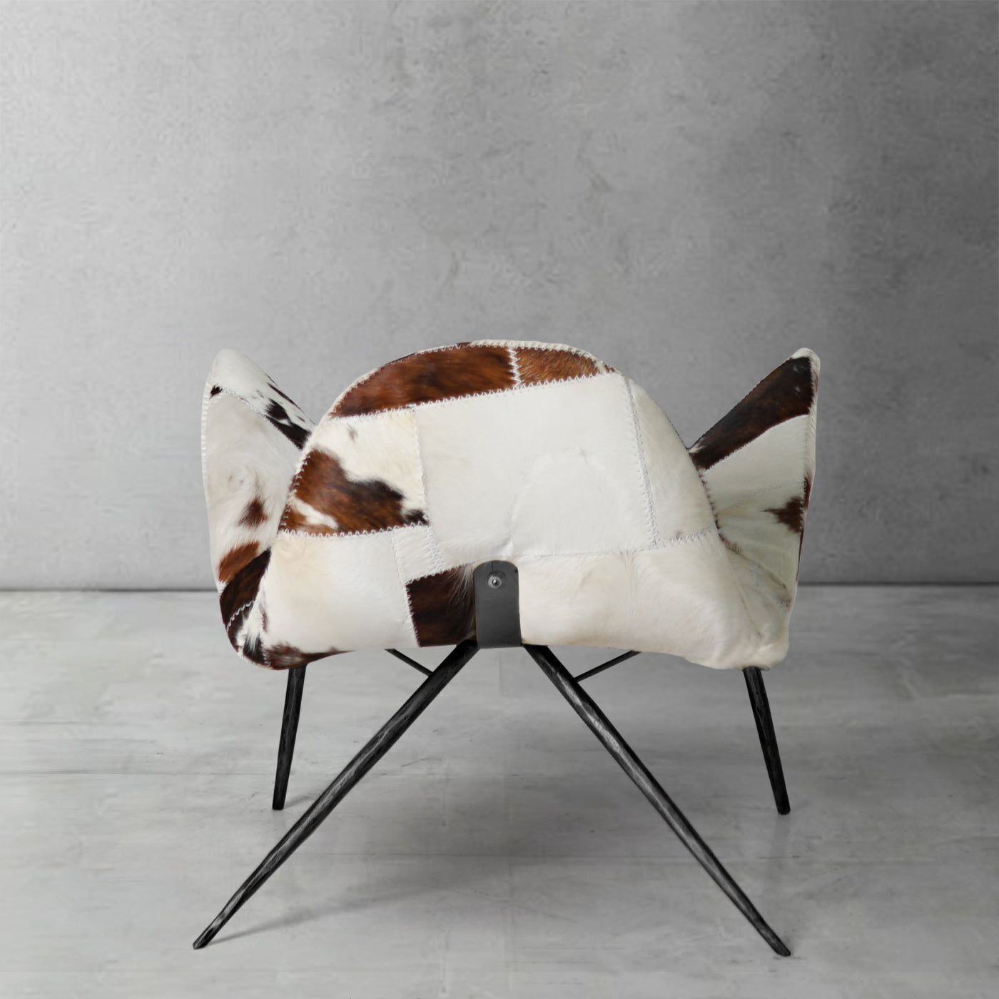 Hand Forged Metal Milk Coffee Fur Lounge Chair