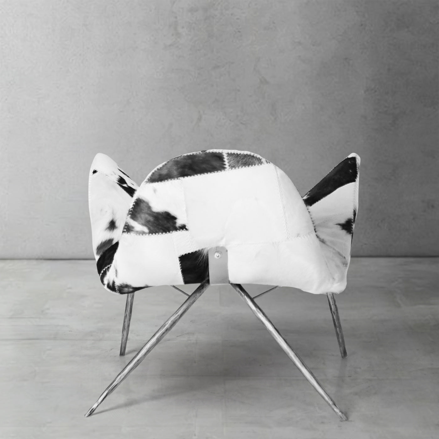 Hand Forged Metal Milk Coffee Fur Lounge Chair