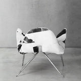 Hand Forged Metal Milk Coffee Fur Lounge Chair