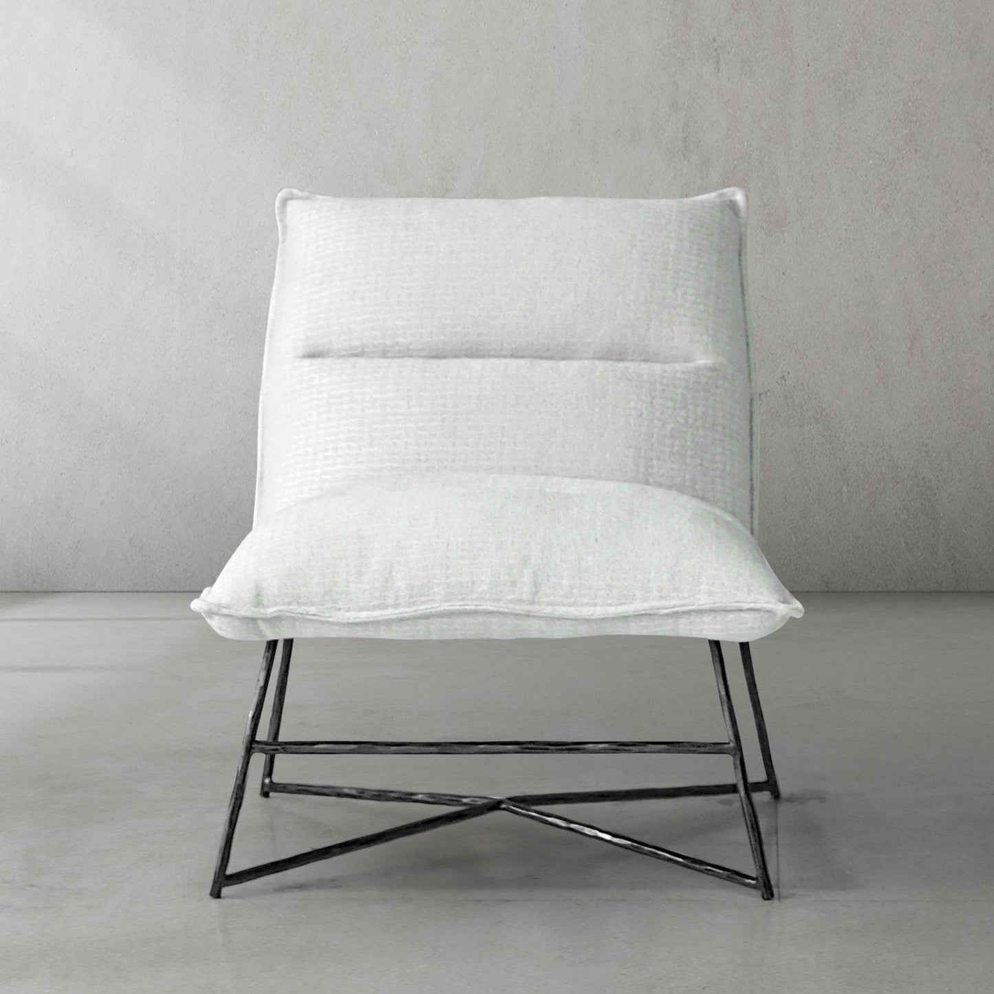 Hand-Forged Metal Fabric Lounge Chair