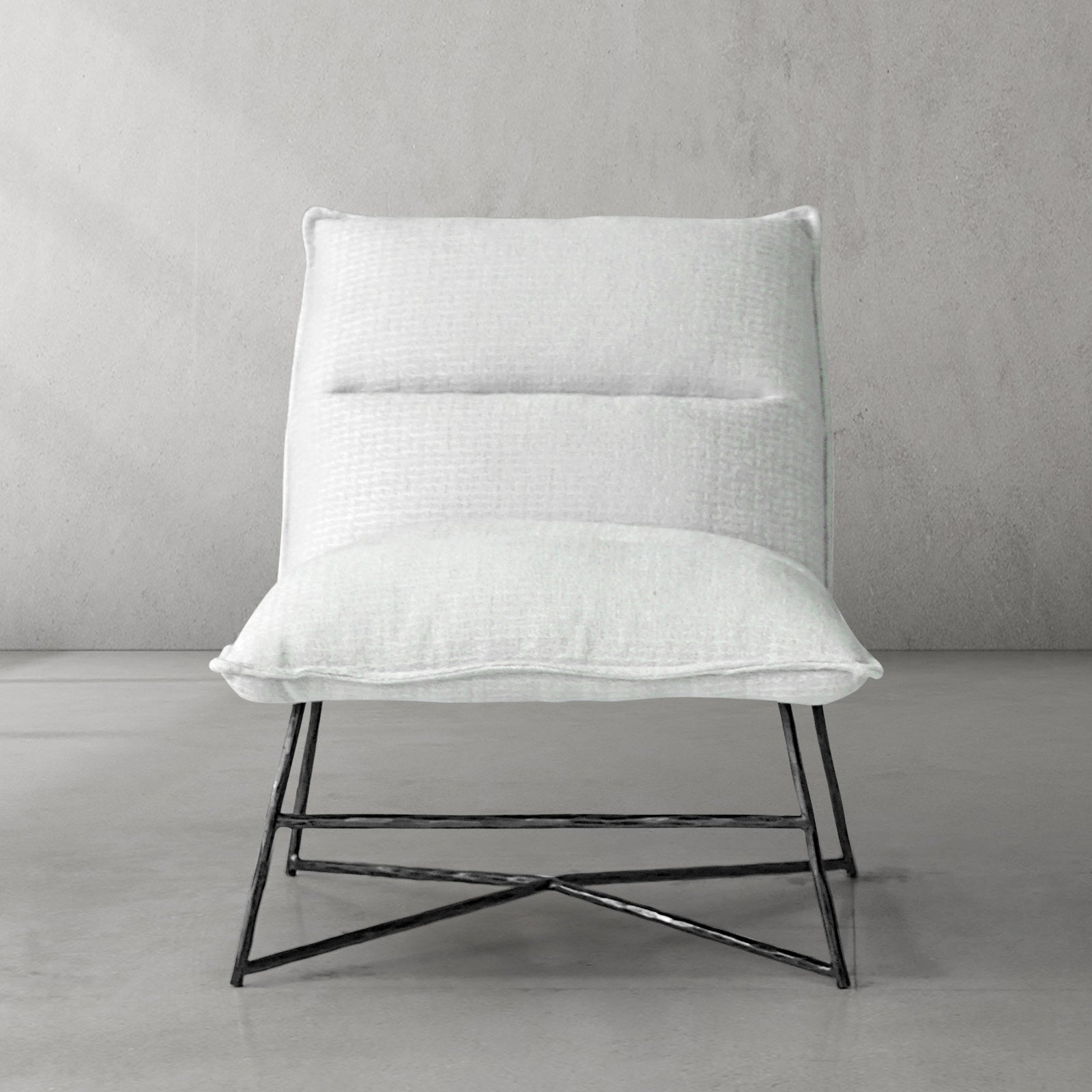 Hand-Forged Metal Fabric Lounge Chair