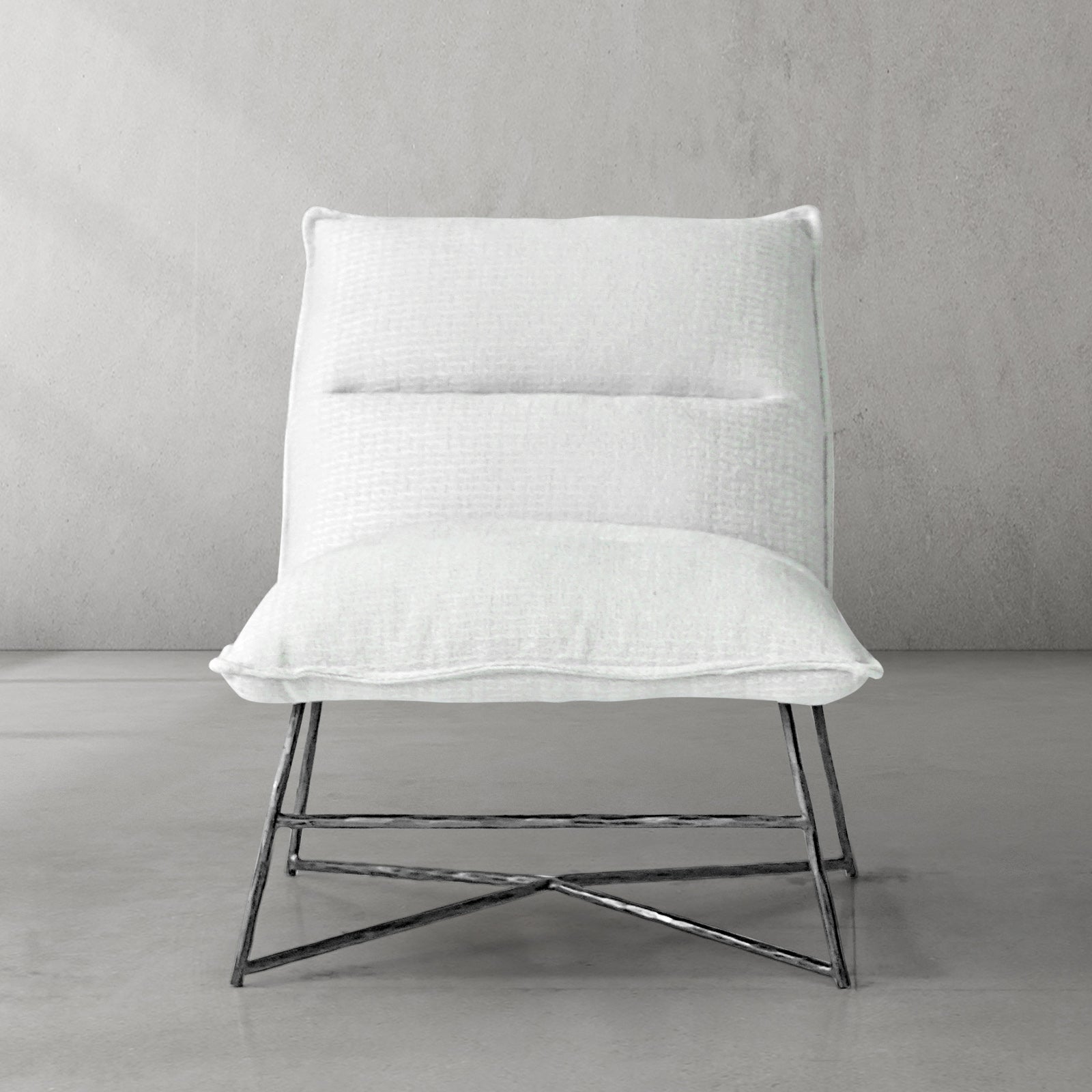 Hand-Forged Metal Fabric Lounge Chair