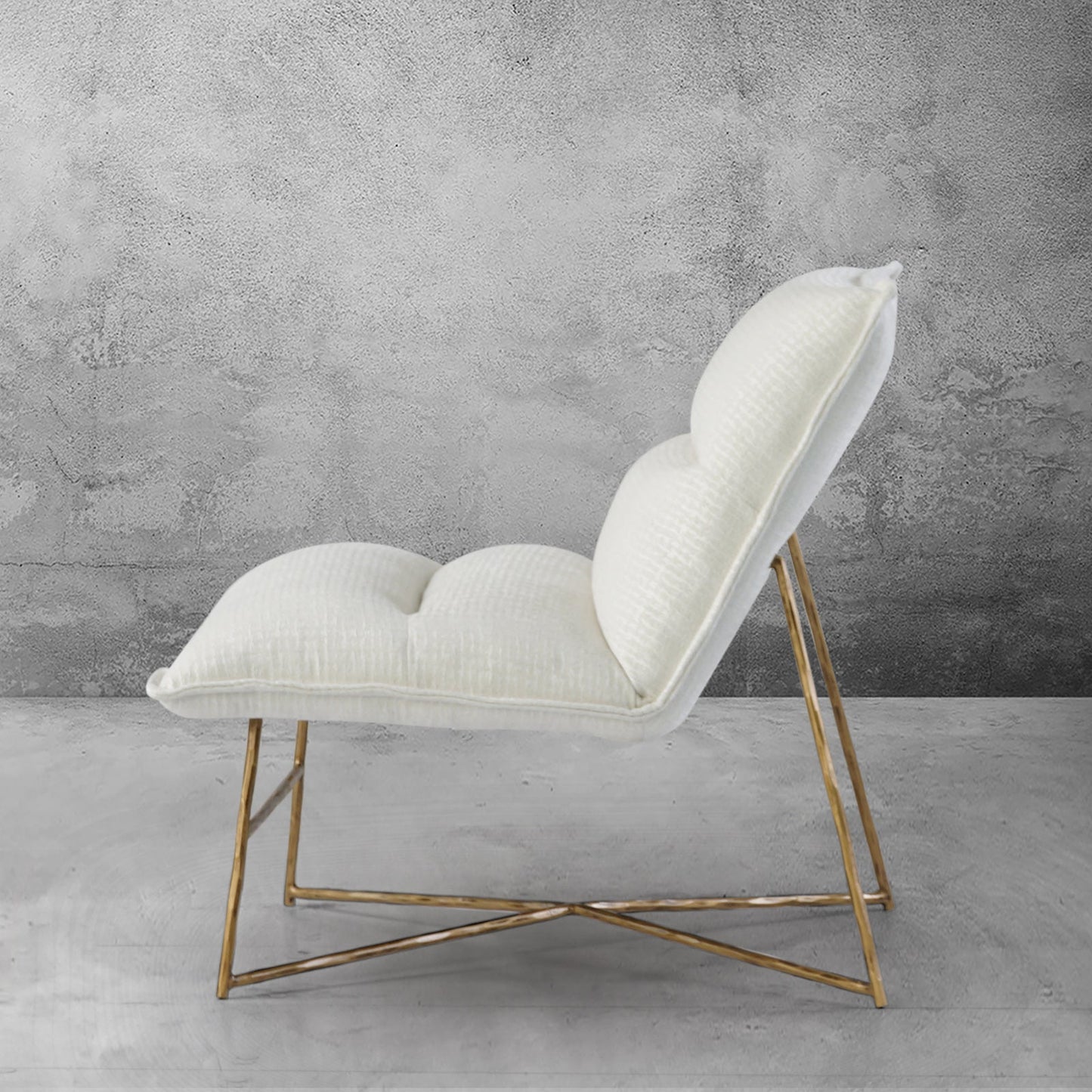 Hand-Forged Metal Fabric Lounge Chair