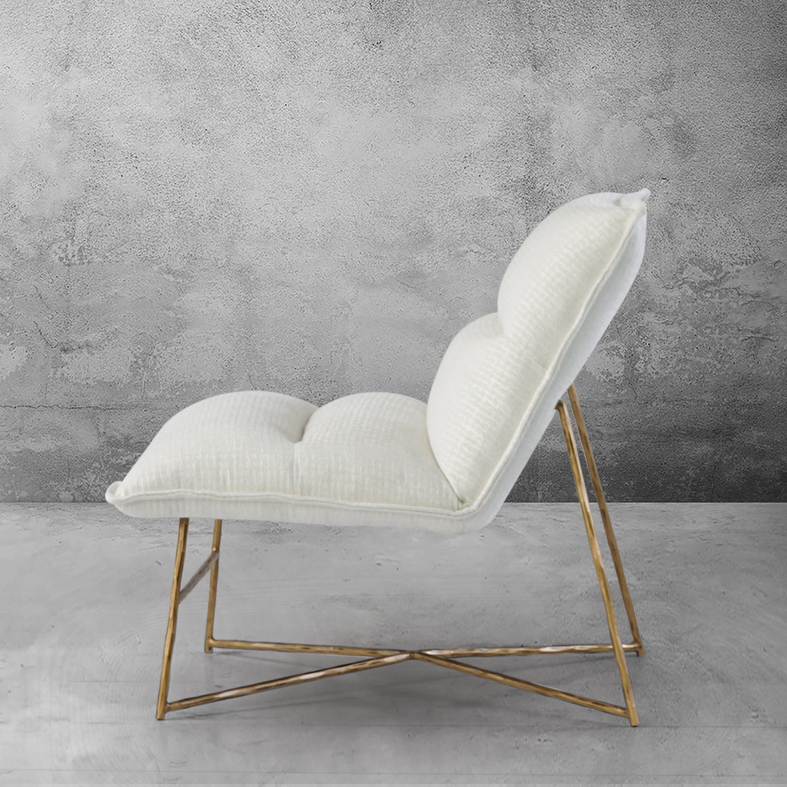 Hand-Forged Metal Fabric Lounge Chair