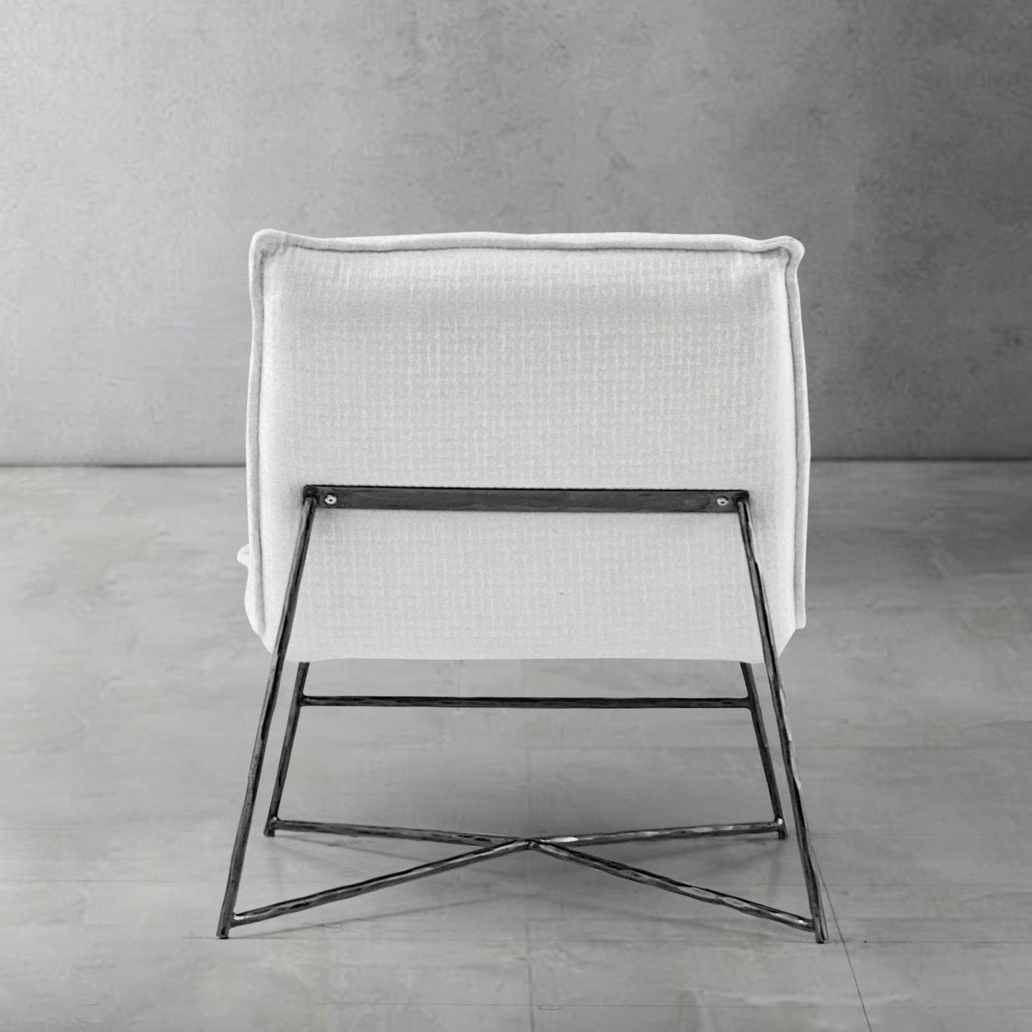 Hand-Forged Metal Fabric Lounge Chair