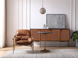 Hand-Forged Metal Brown Leather Accent Chairs