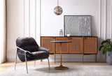 Hand-Forged Metal Brown Leather Accent Chairs