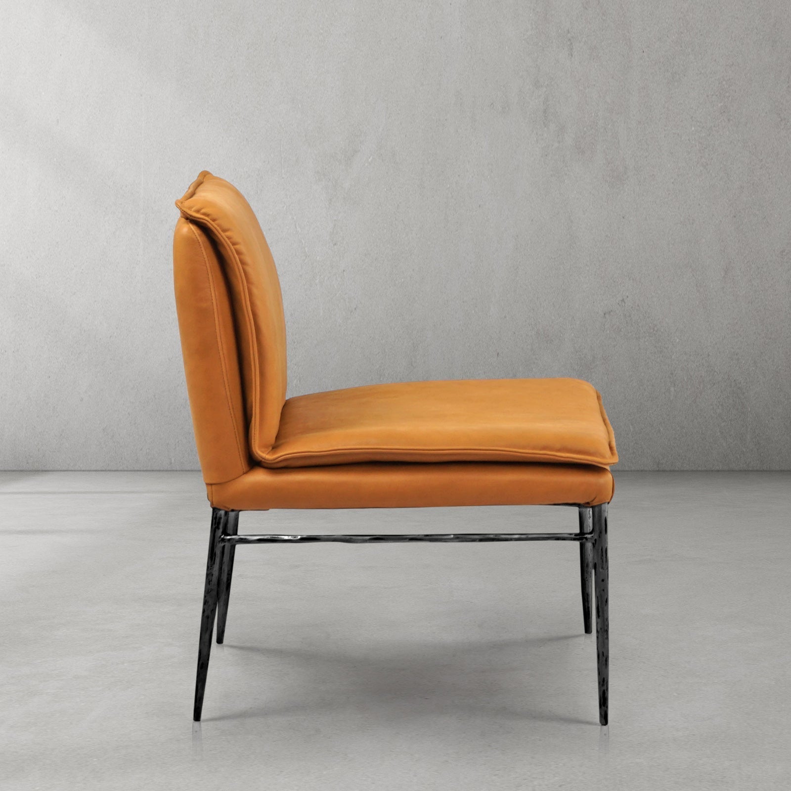 Hand Forged Metal Vintage Leather Dining Chair