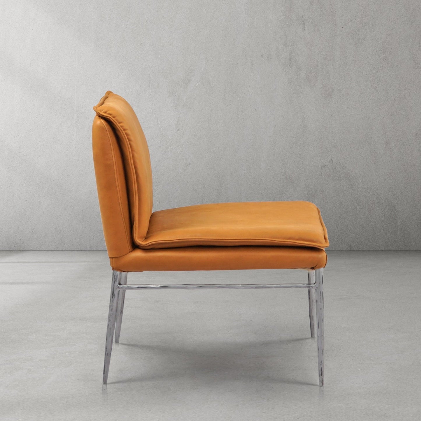Hand Forged Metal Vintage Leather Dining Chair
