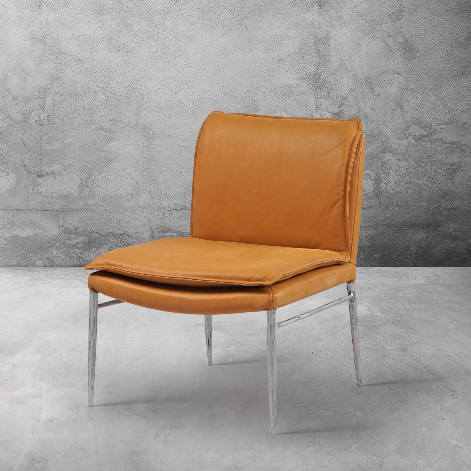 Hand Forged Metal Vintage Leather Dining Chair
