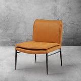 Hand Forged Metal Vintage Leather Dining Chair