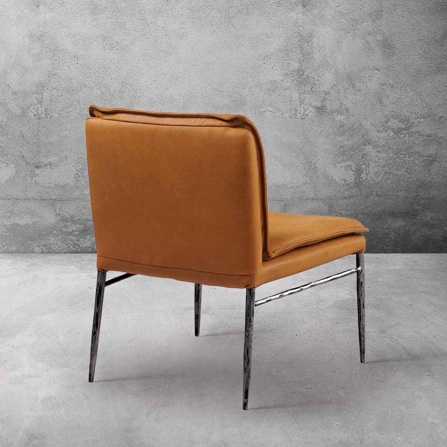 Hand Forged Metal Vintage Leather Dining Chair