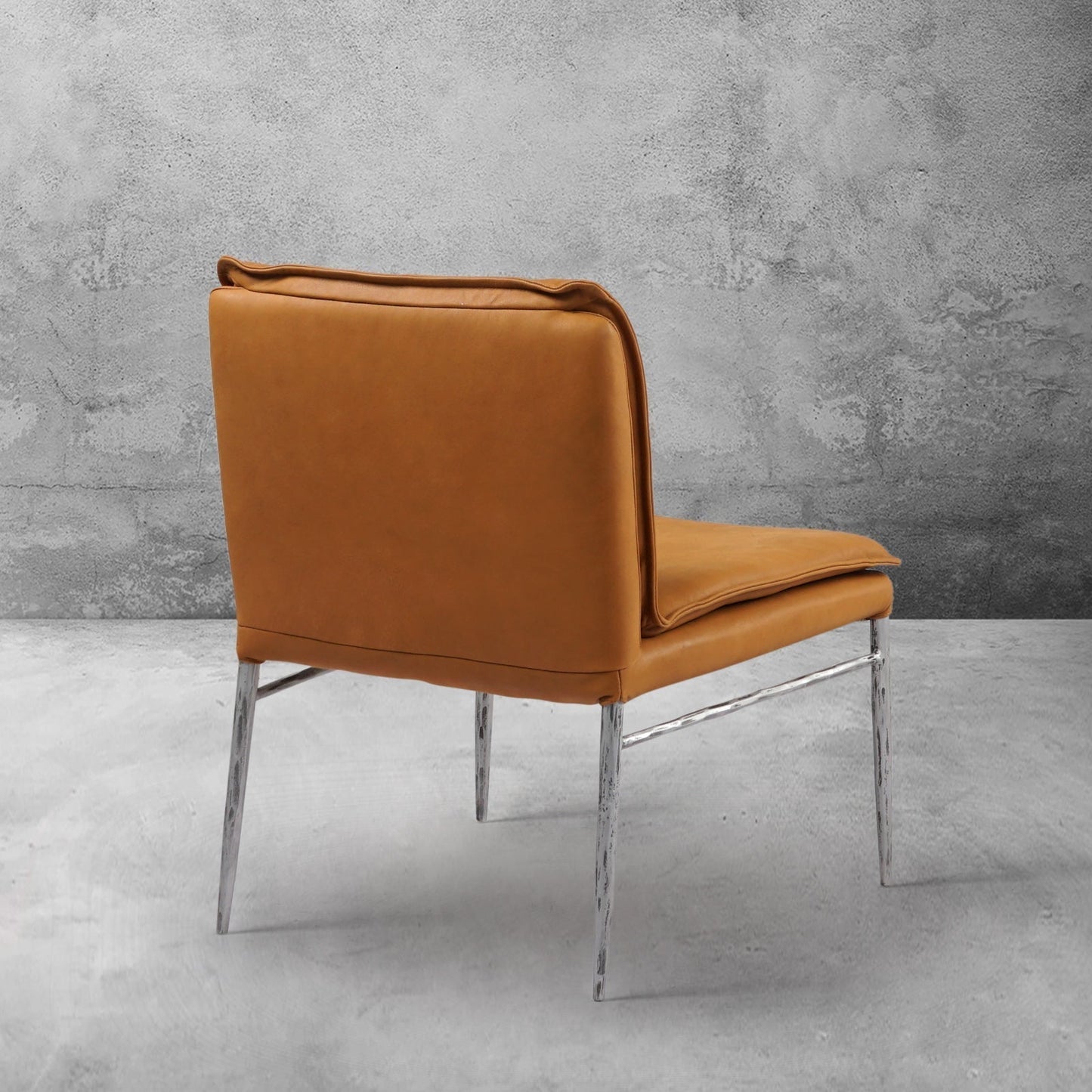 Hand Forged Metal Vintage Leather Dining Chair