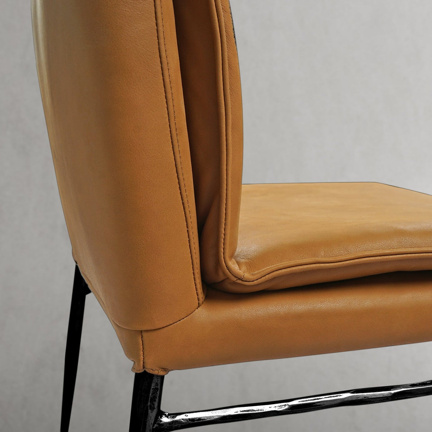 Hand Forged Metal Vintage Leather Dining Chair