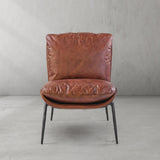 Hand Forged Metal Vintage Leather Armrest Lounge Chair