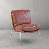 Hand Forged Metal Vintage Leather Armrest Lounge Chair