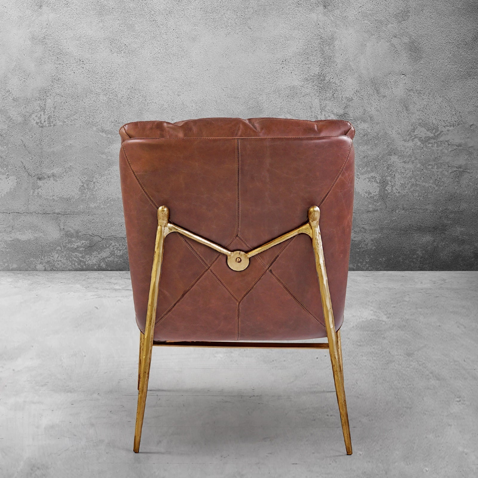 Hand Forged Metal Vintage Leather Armrest Lounge Chair