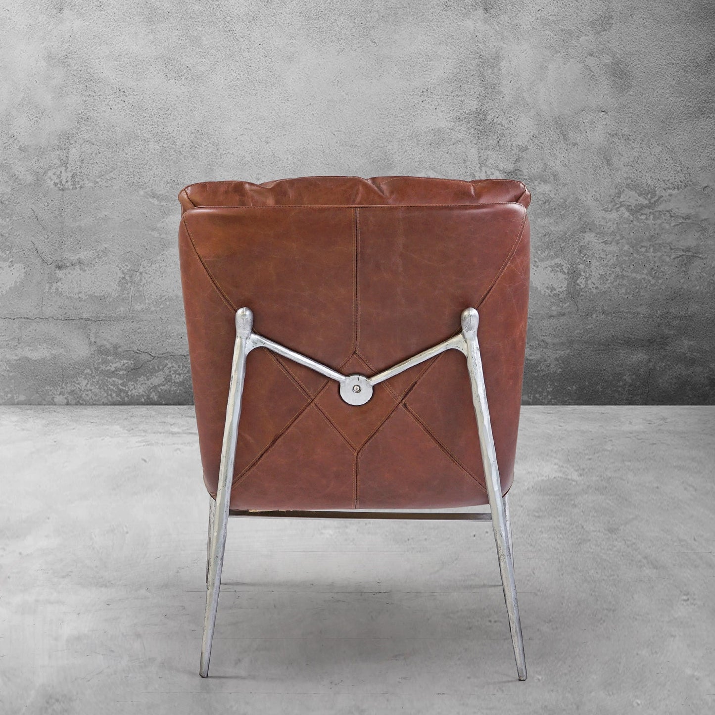 Hand Forged Metal Vintage Leather Armrest Lounge Chair