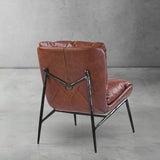Hand Forged Metal Vintage Leather Armrest Lounge Chair
