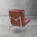 Hand Forged Metal Vintage Leather Armrest Lounge Chair