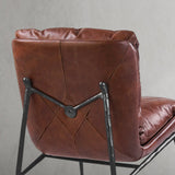 Hand Forged Metal Vintage Leather Armrest Lounge Chair