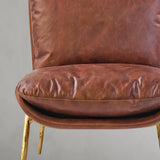 Hand Forged Metal Vintage Leather Armrest Lounge Chair