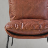 Hand Forged Metal Vintage Leather Armrest Lounge Chair