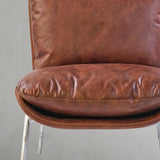 Hand Forged Metal Vintage Leather Armrest Lounge Chair