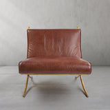 Hand Forged Metal Vintage Leather Lounge Chair