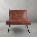 Hand Forged Metal Vintage Leather Lounge Chair