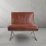 Hand Forged Metal Vintage Leather Lounge Chair