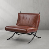 Hand Forged Metal Vintage Leather Lounge Chair