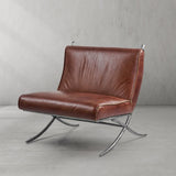 Hand Forged Metal Vintage Leather Lounge Chair