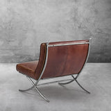 Hand Forged Metal Vintage Leather Lounge Chair