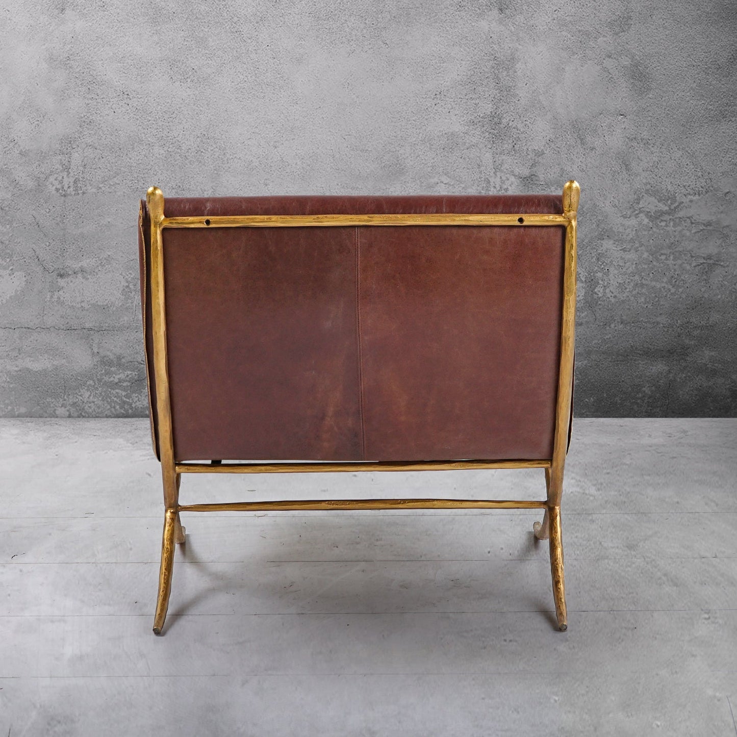 Hand Forged Metal Vintage Leather Lounge Chair