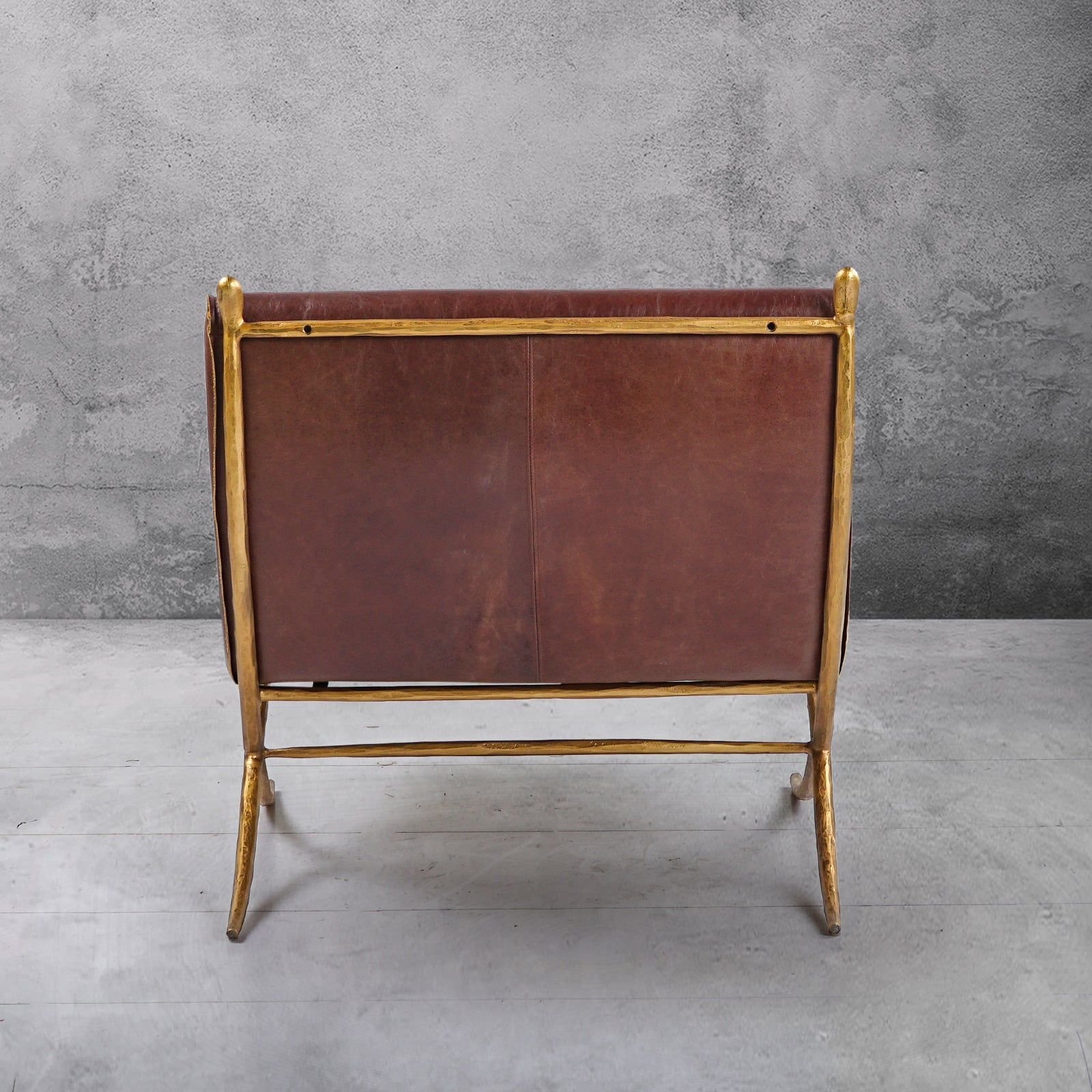 Hand Forged Metal Vintage Leather Lounge Chair