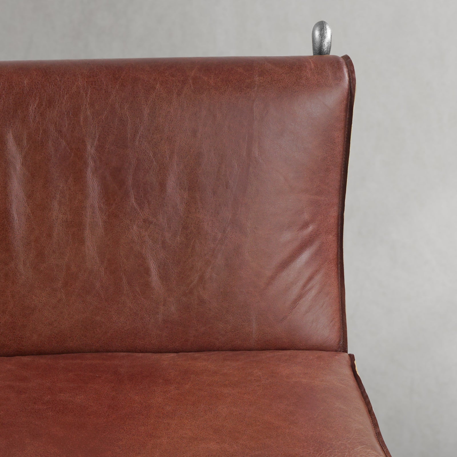 Hand Forged Metal Vintage Leather Lounge Chair
