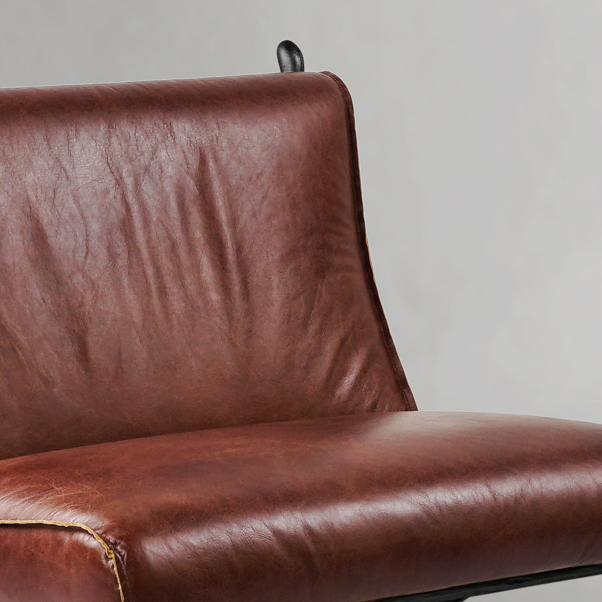 Hand Forged Metal Vintage Leather Lounge Chair