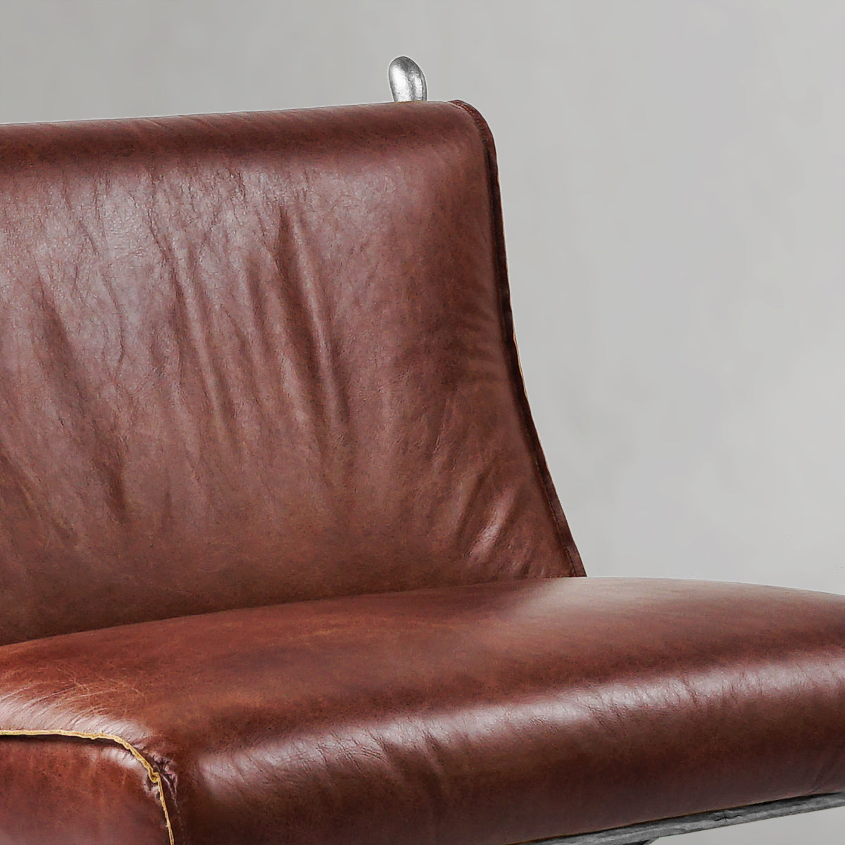 Hand Forged Metal Vintage Leather Lounge Chair