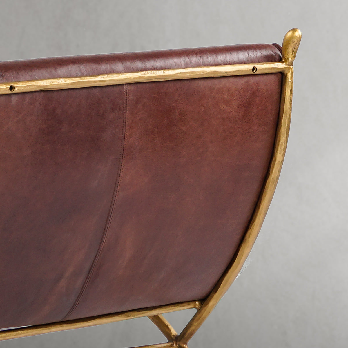 Hand Forged Metal Vintage Leather Lounge Chair