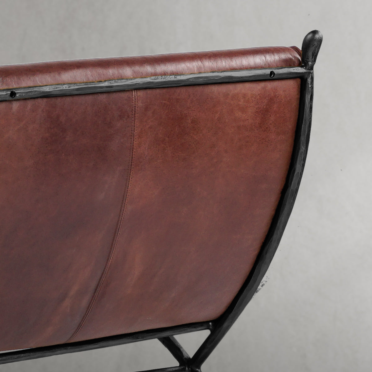 Hand Forged Metal Vintage Leather Lounge Chair